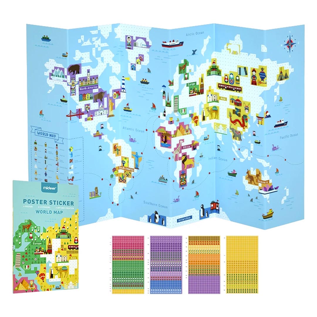 Mideer Poster Sticker World Map