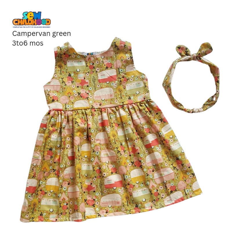 Sew Childhood Sunday Dress - Campervan Green