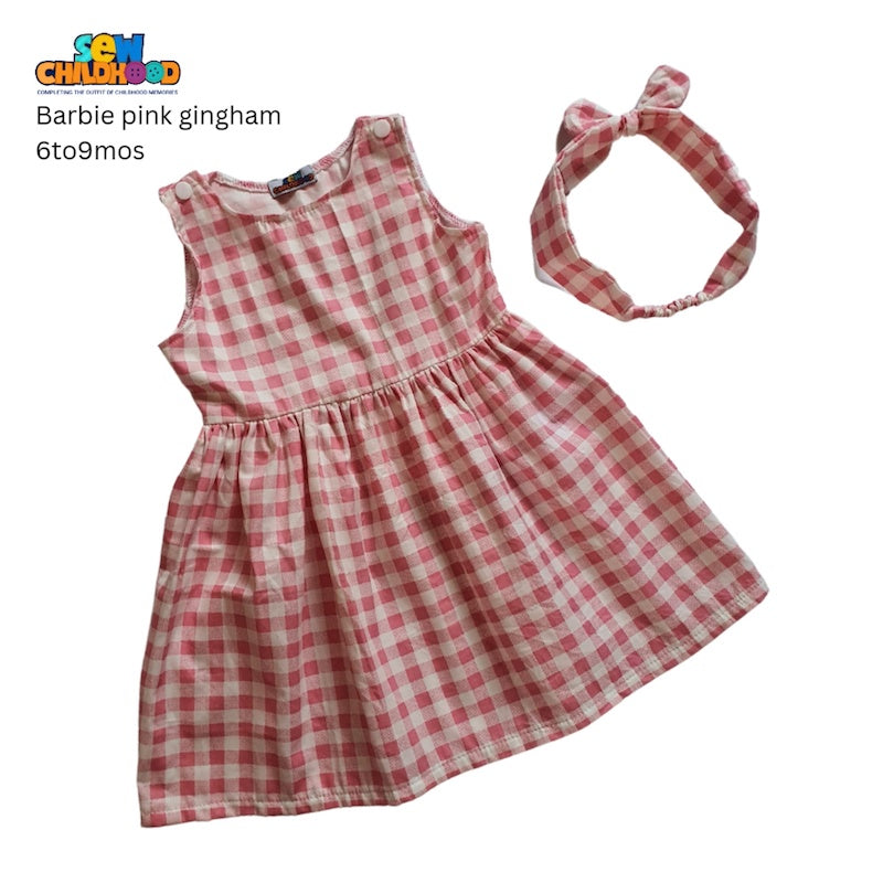 Sew Childhood Sunday Dress - Barbie Pink Gingham