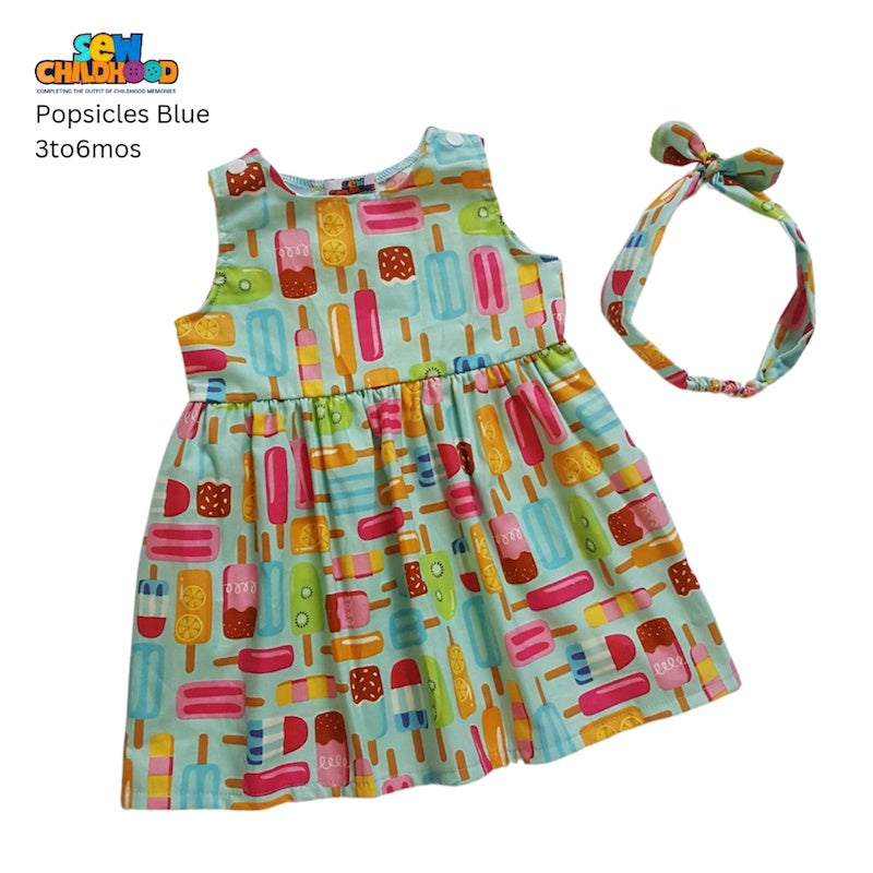 Sew Childhood Sunday Dress - Popsicles Blue