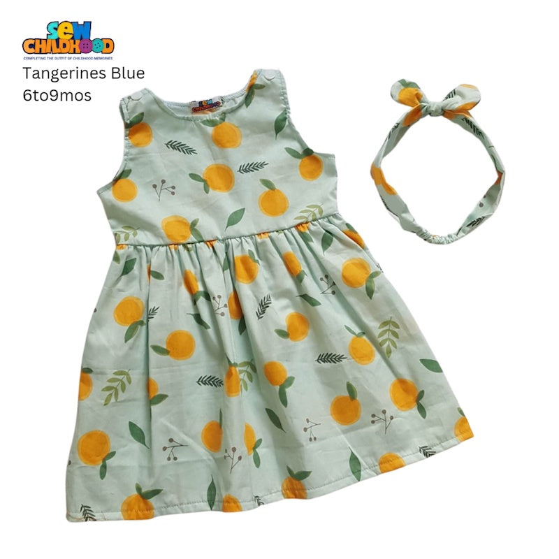 Sew Childhood Sunday Dress - Tangerines Blue