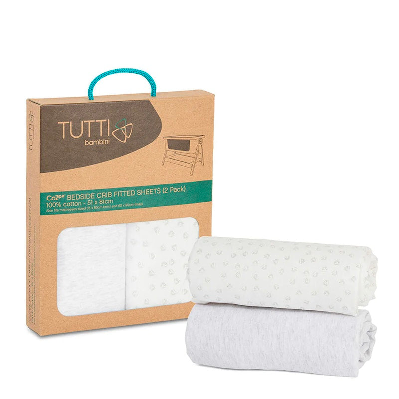 Tutti Bambini Cozee Fitted Sheets (2 Sheets Pack) - Grey/Cloud