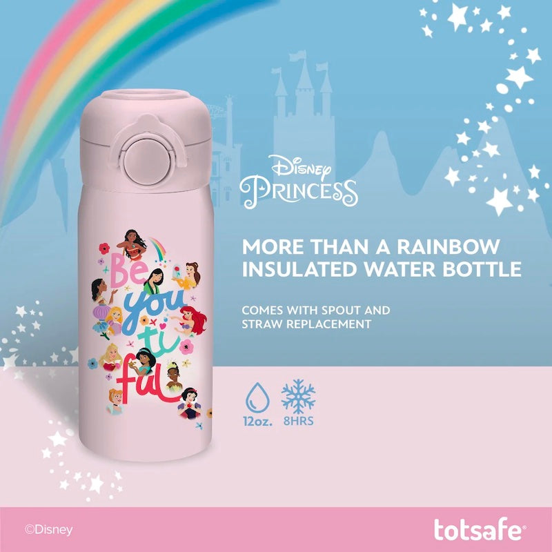 Totsafe Disney Princess Kids Stainless Steel Insulated Sippy Bottle 350mL - More Than a Rainbow