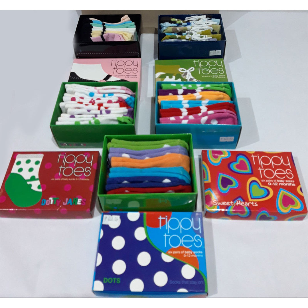 Tippy Toes Box of 6 Baby Socks