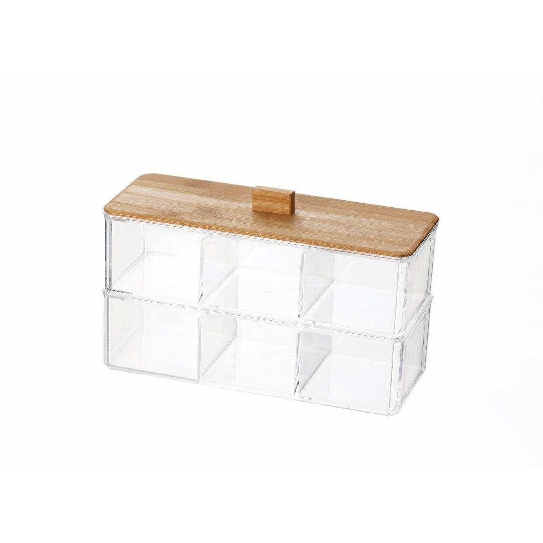 Urban Finds Double Layer 3-Divider Storage Box with Wood Cover (TL-2018-2)