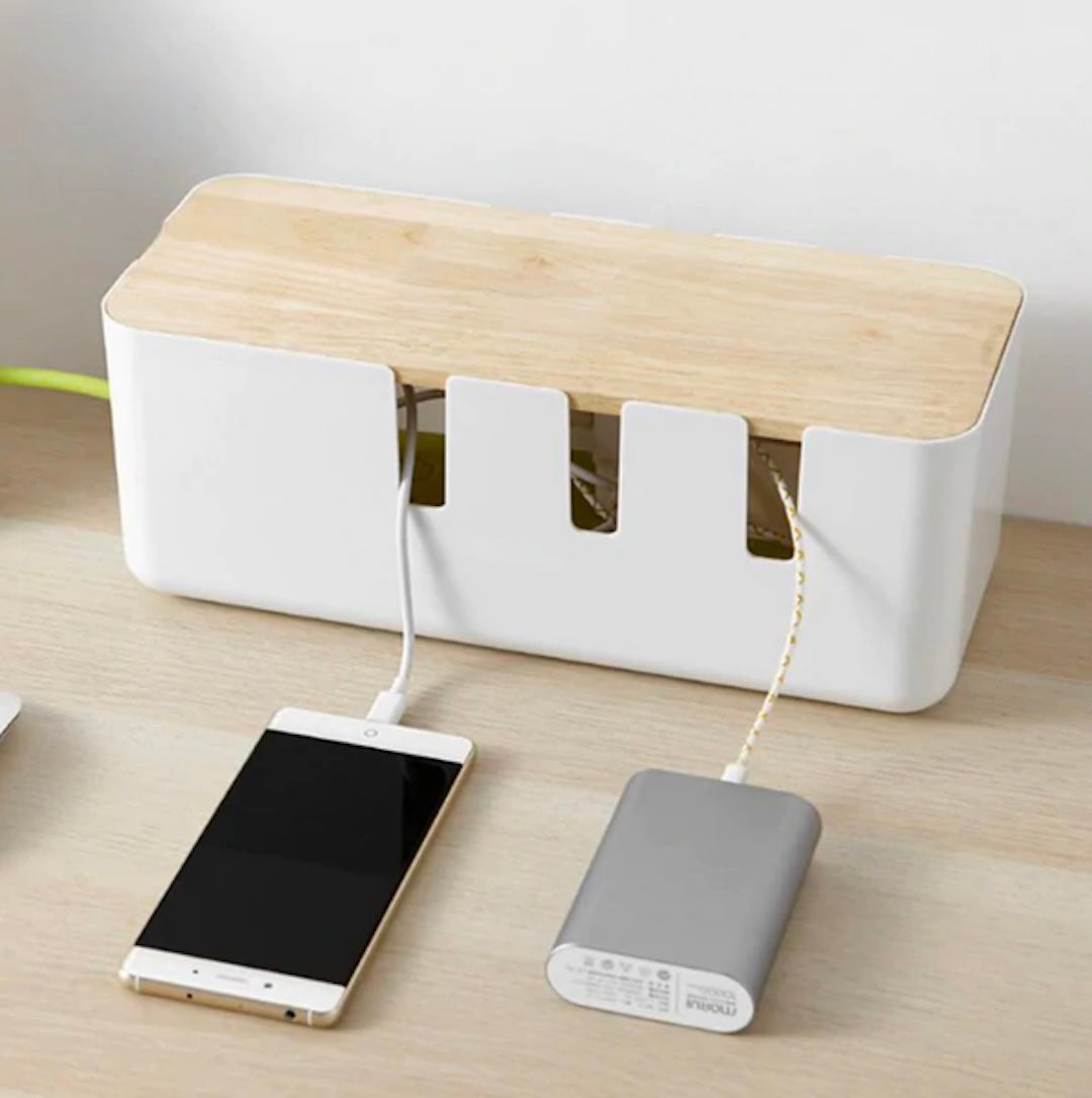 Urban Finds White with Wood Cover Cable Organizer (TL-2501)