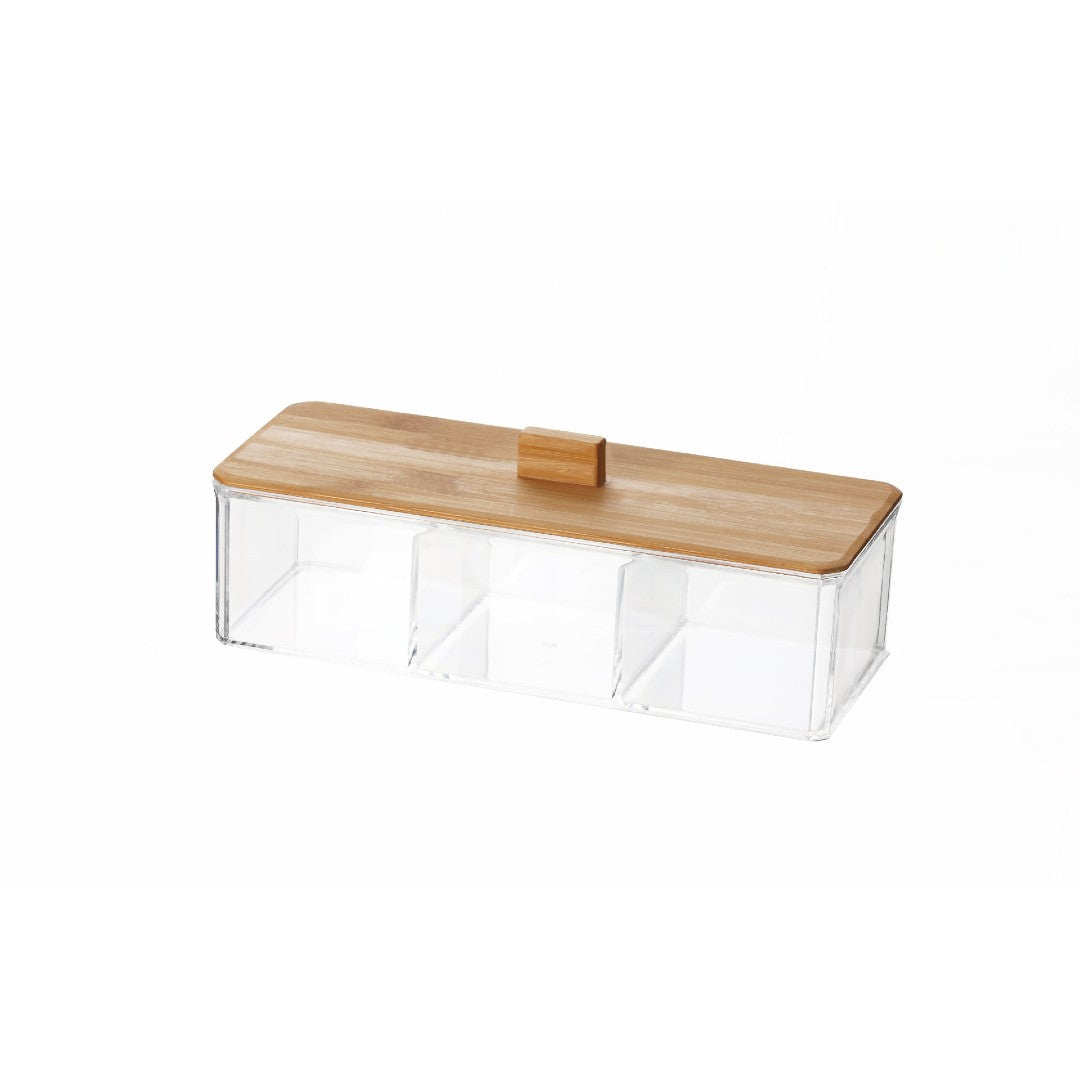 Urban Finds Single Layer 3-Divider Storage Box with Wood Cover (TL-2018W)