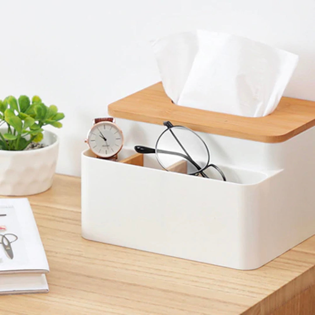 Urban Finds White with Wood Napkin Holder with Organizer (A0264)