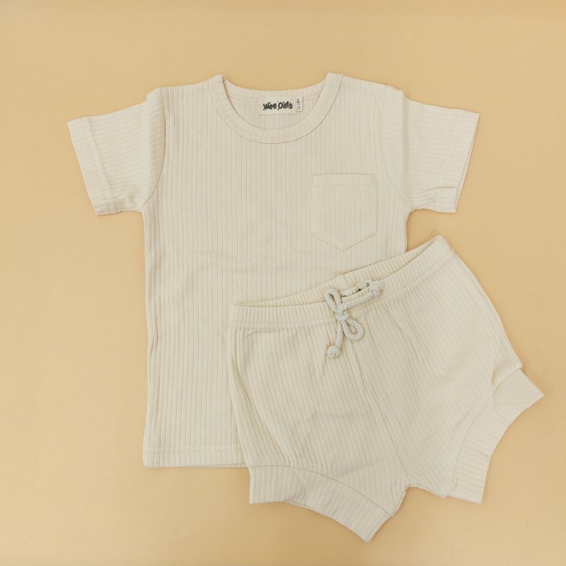 Wee Oats Waffles Organic Cotton Baby Shorts and Shirt Set