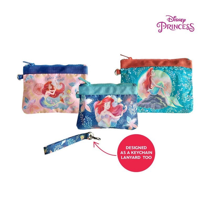Zippies Lab Disney Little Mermaid Ariel Pearlescent Nylon 3-pc Wristlet