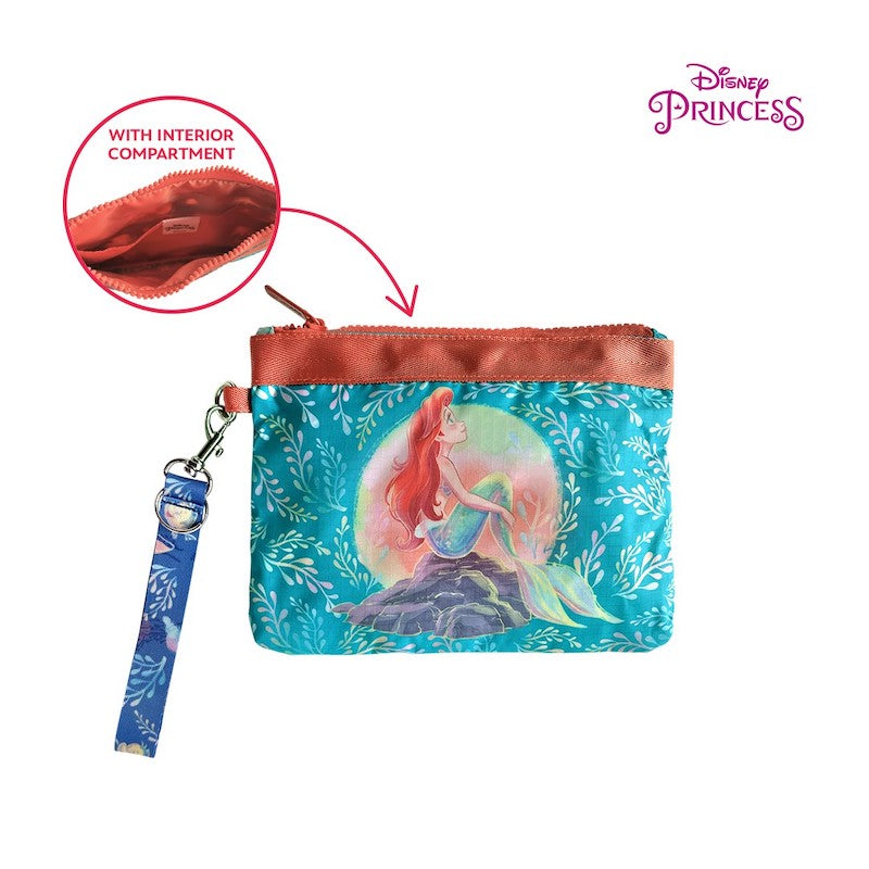 Zippies Lab Disney Little Mermaid Ariel Pearlescent Nylon 3-pc Wristlet