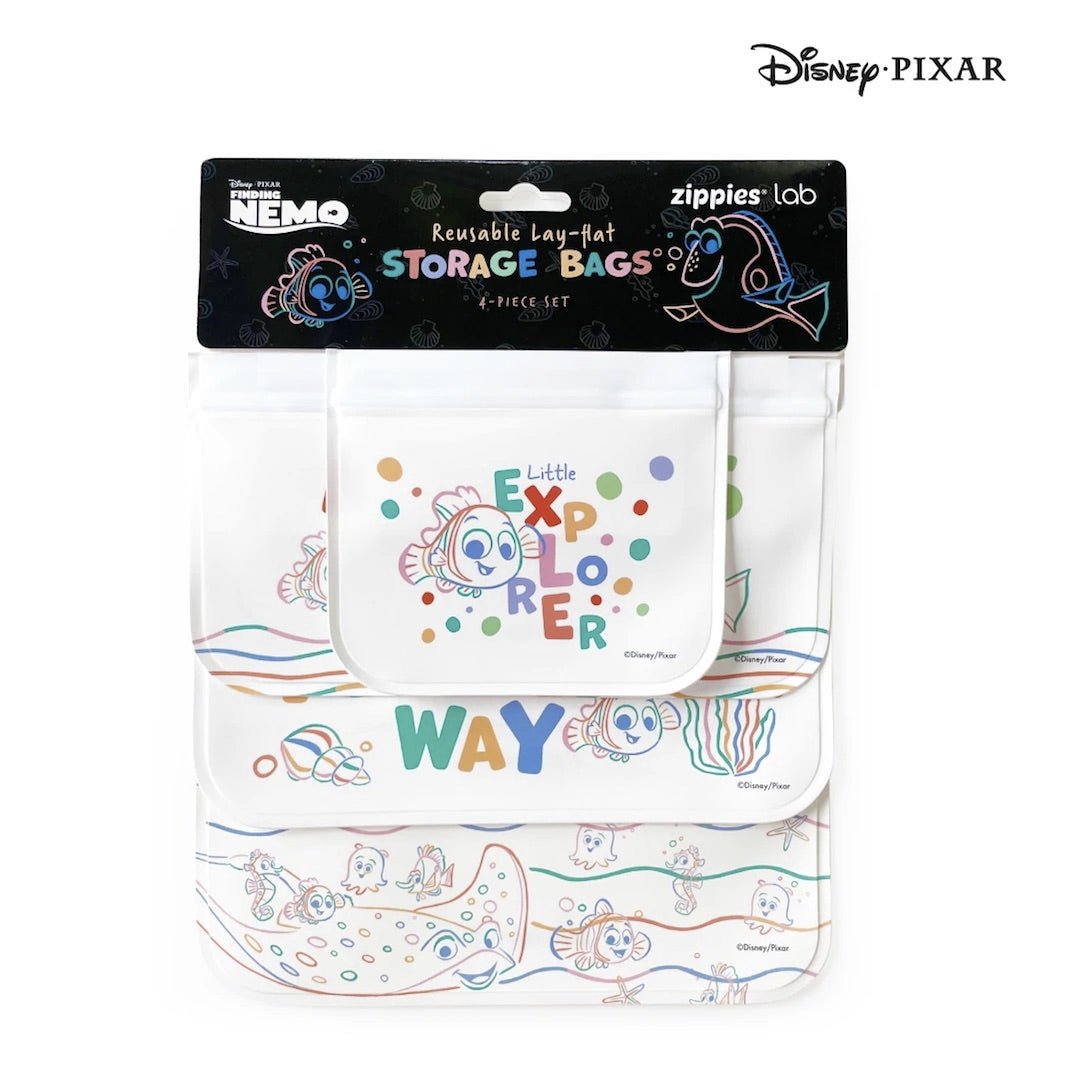 Zippies Disney Pixar Finding Nemo 4-Piece Reusable Lay-Flat Storage Bags Set