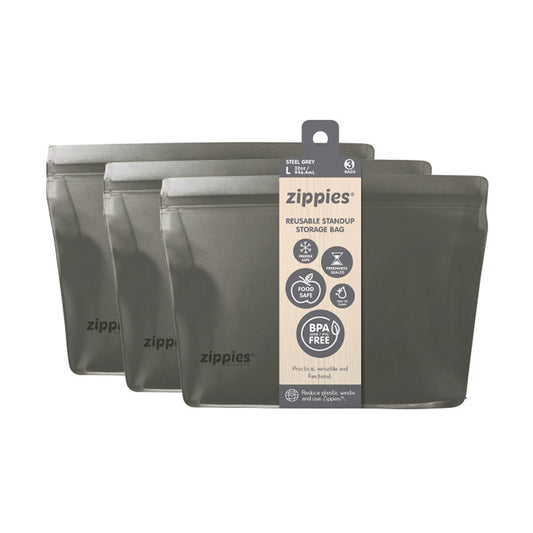 Zippies Steel Grey Reusable Bags