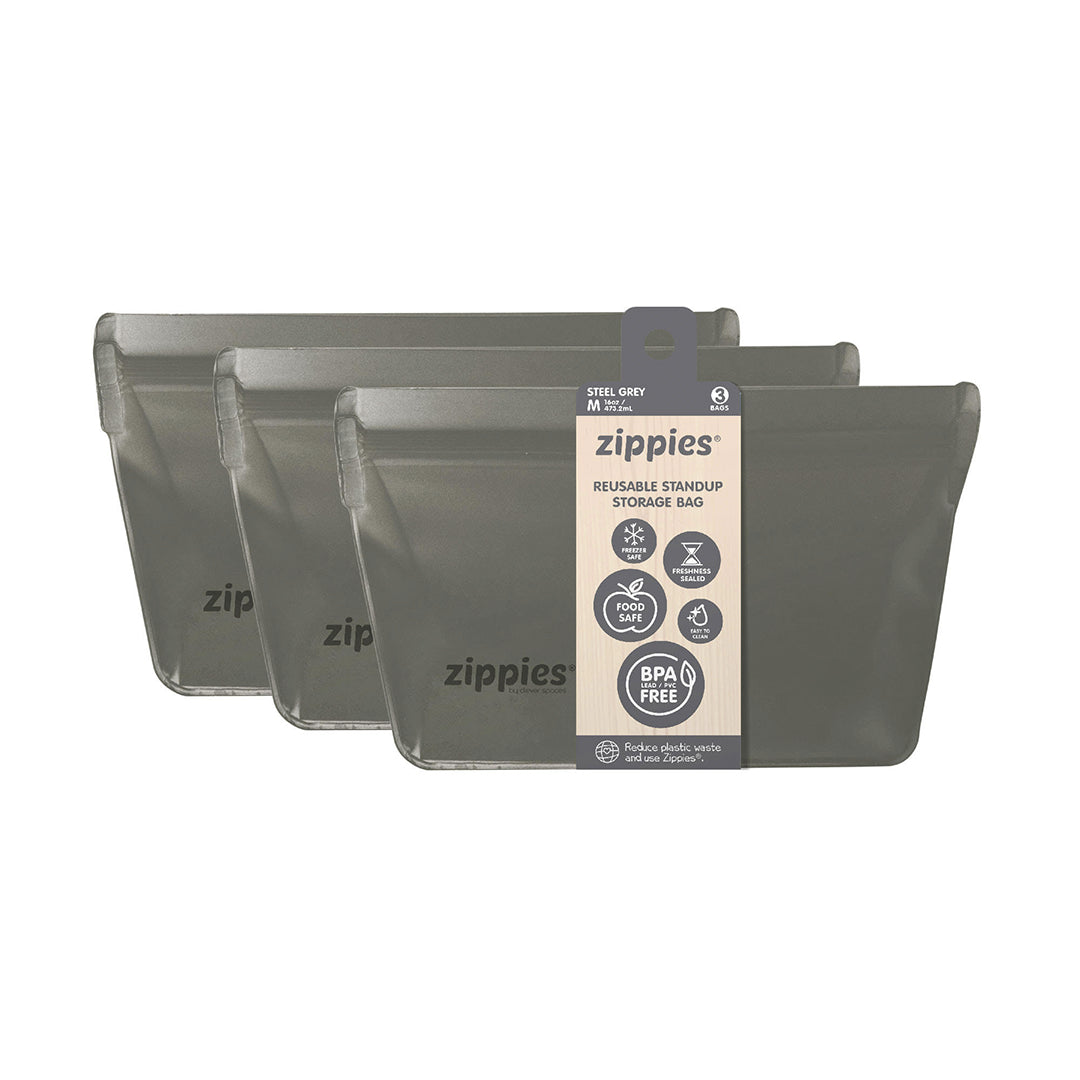 Zippies Steel Grey Reusable Bags