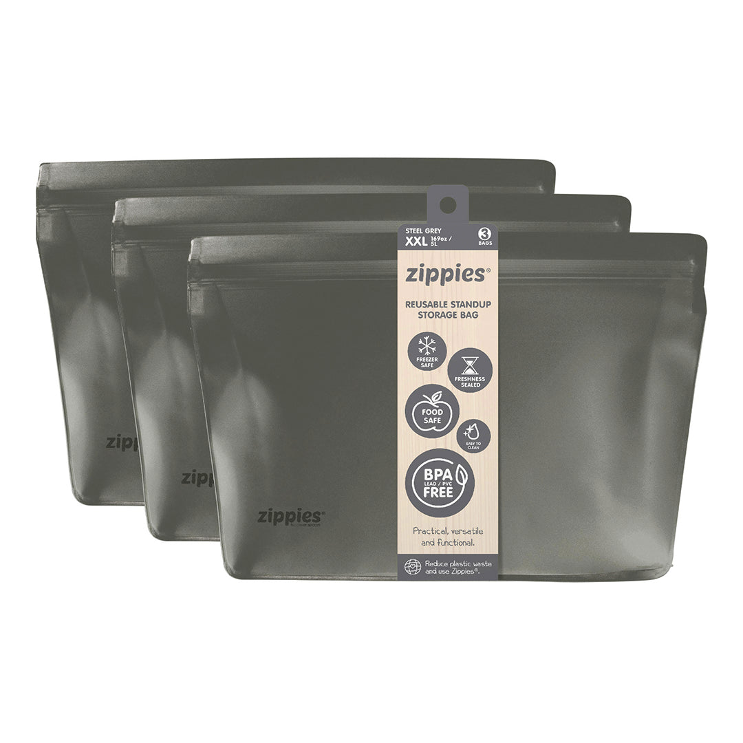 Zippies Steel Grey Reusable Bags