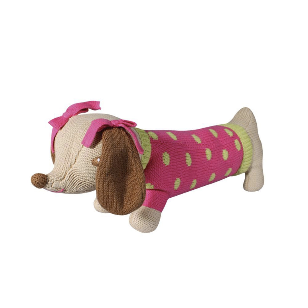 Zubels Hand-Knit Dolls - Moxie the Dachshund 7" Rattle