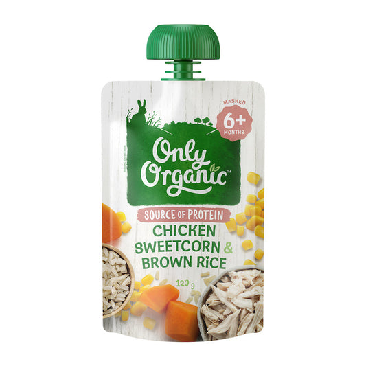 Only Organic Baby Food Chicken, Sweetcorn, and Brown Rice (120g)