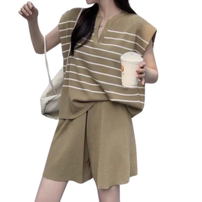 Artse Mnl Knitted Stripe Shorts Set
