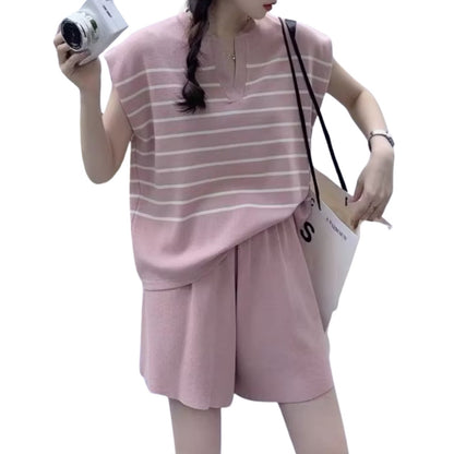 Artse Mnl Knitted Stripe Shorts Set