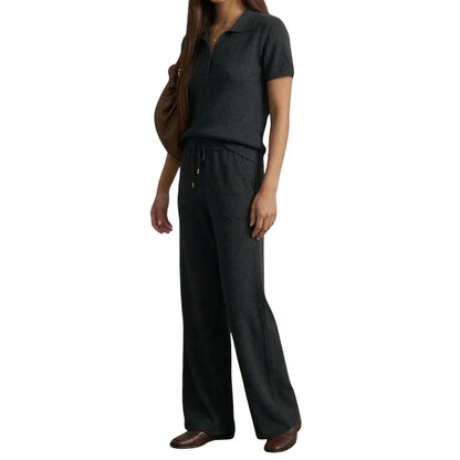 Artse Mnl Ribbed Collared Shirt and Pants Set