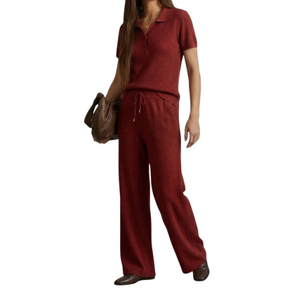 Artse Mnl Ribbed Collared Shirt and Pants Set