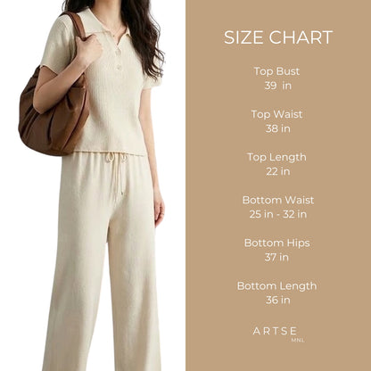 Artse Mnl Ribbed Collared Shirt and Pants Set
