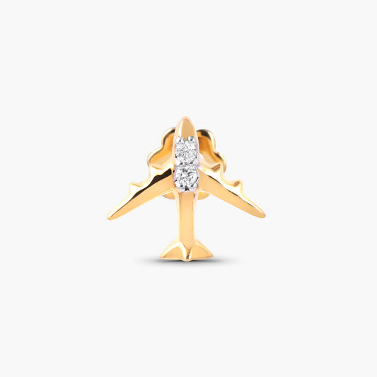 Auric and Ice 14k Gold Baby Earrings - Airplane (Yellow Gold) - For Pre-order
