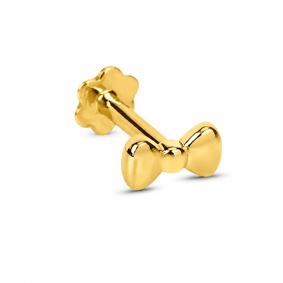 Auric and Ice 14k Gold Baby Earrings - Bow (Yellow Gold) - For Pre-order