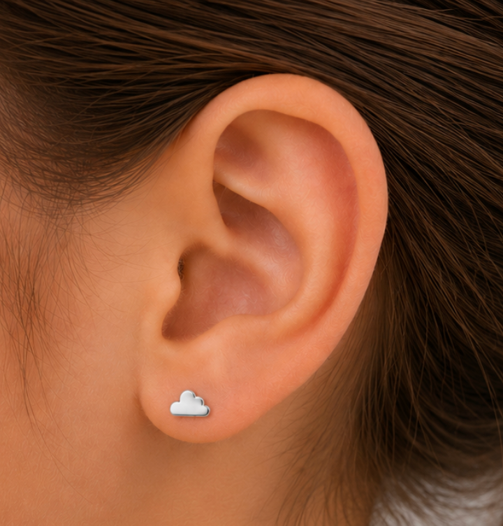 Auric and Ice 14k Gold Baby Earrings - Cloud (White Gold) - For Pre-order