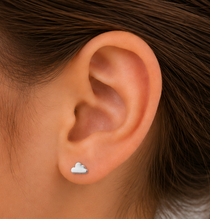 Auric and Ice 14k Gold Baby Earrings - Cloud (White Gold) - For Pre-order
