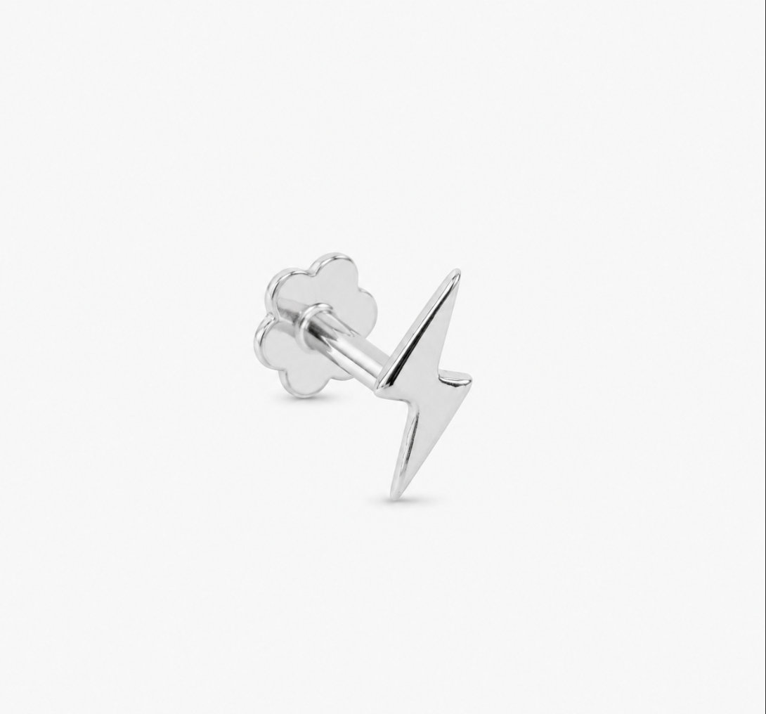 Auric and Ice 14k Gold Baby Earrings - Lightning Bolt - For Pre-order