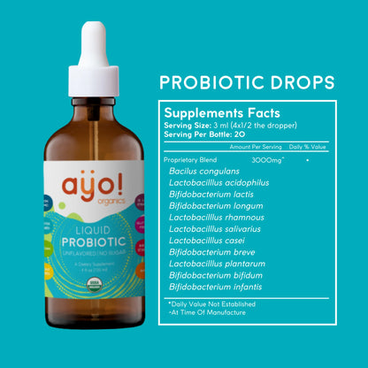 Ayo! Organics Liquid Probiotic Drops (4oz)