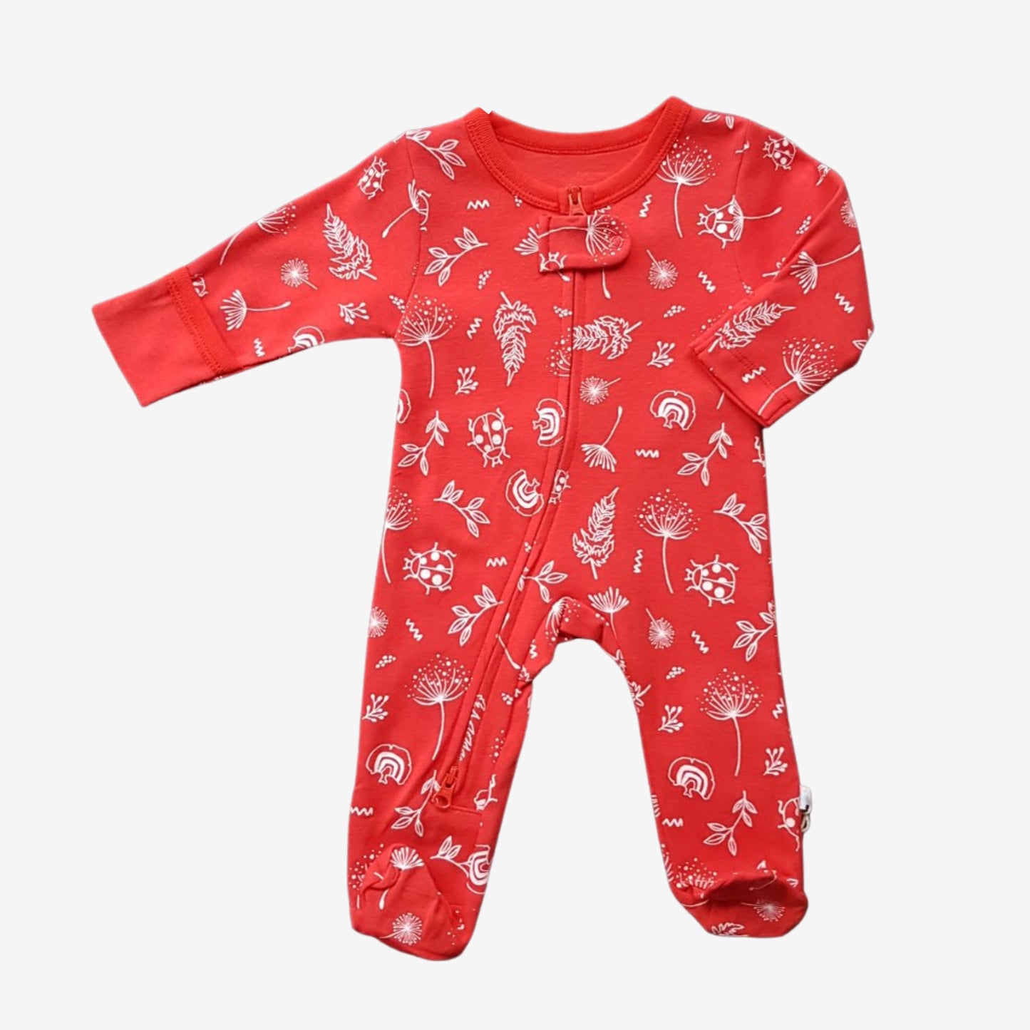 Babysoy Zipper Footie - Dandelion Red