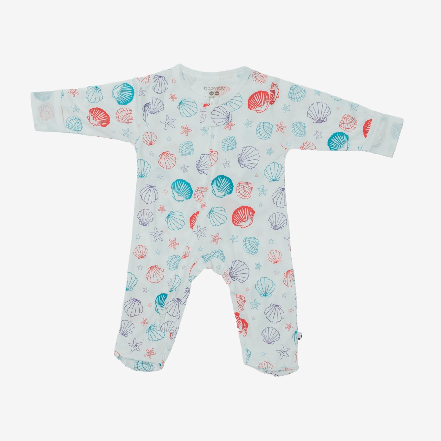 Babysoy Bamboo Zipper Footie - Sea Shells