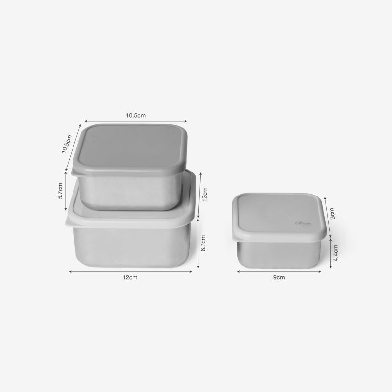 Citron Stainless Steel Stackable Lunchbox (Set of 3)