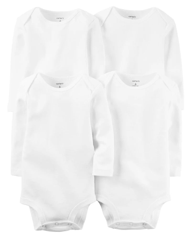 Carter's Set of 4 Long-Sleeve Bodysuits - White