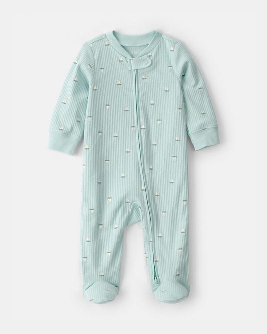 Carter's Baby Boy Sailboat 2-Way Zip Sleep and Play Pajama - Green