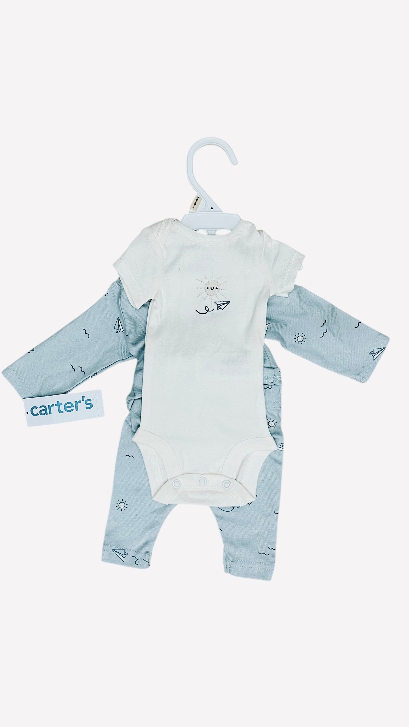 Carter's Preemie Baby Clothes - 3-Piece Cardigan Set - Airplane