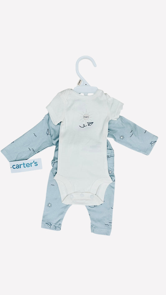 Carter's Preemie Baby Clothes - 3-Piece Cardigan Set - Airplane