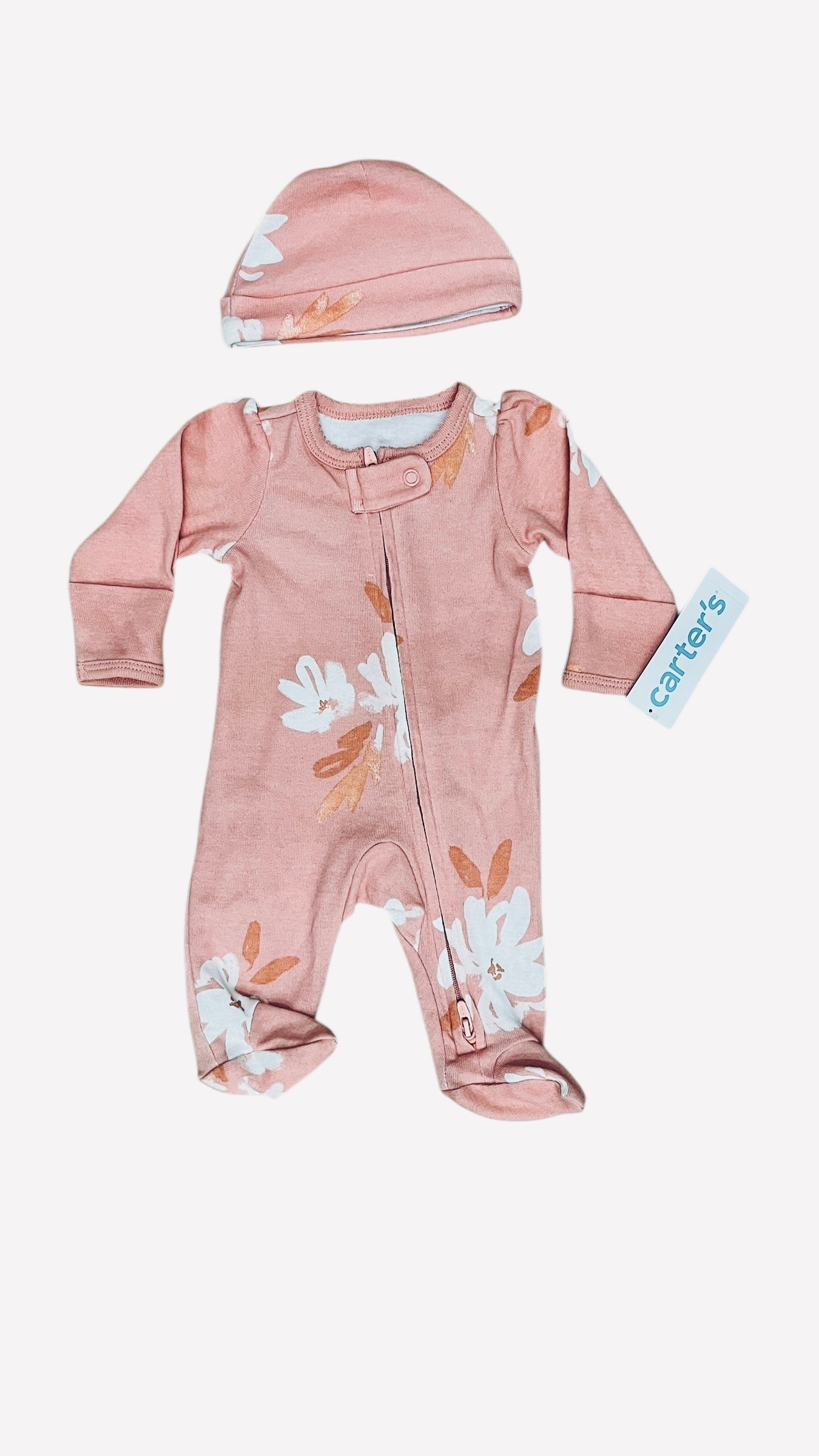 Carter's Preemie Baby Clothes - Baby Girl Frogsuit + Hat Set