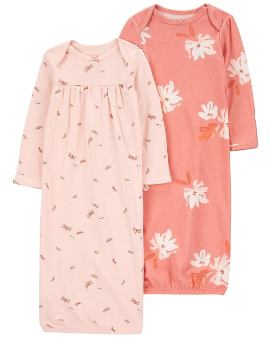Carter's Preemie Baby Clothes - 2-Piece Sleepers Set (Floral/Dragonfly)