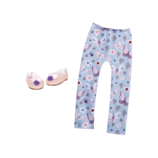 Glitter Girls Glitter Shoes with Pompoms and Leggings