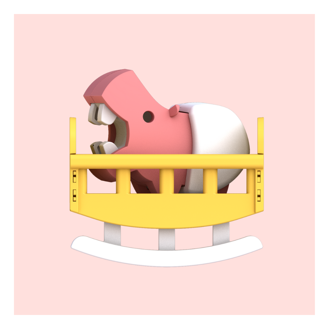 HalfToys Half Baby HIPPO 3D Magnetic Educational Puzzle Toy with Diaper and Cradle