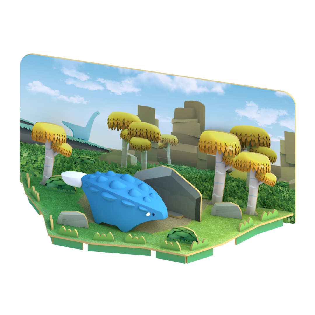 HalfToys Half Dino Ankylo 3D Magnetic Educational Puzzle Toy Diorama Set with Figure and Habitat