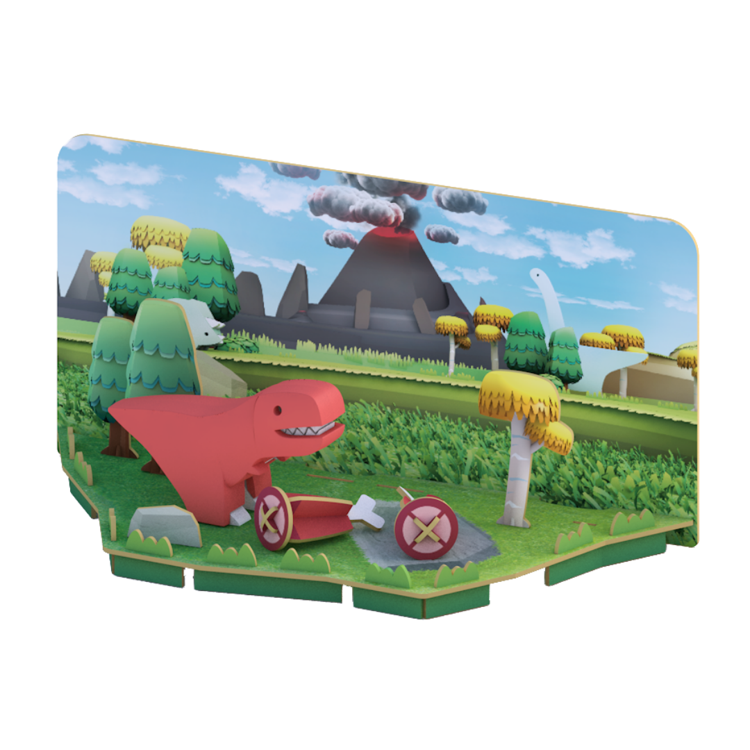 HalfToys Half Dino T-Rex 3D Magnetic Educational Puzzle Toy Diorama Set with Figure and Habitat