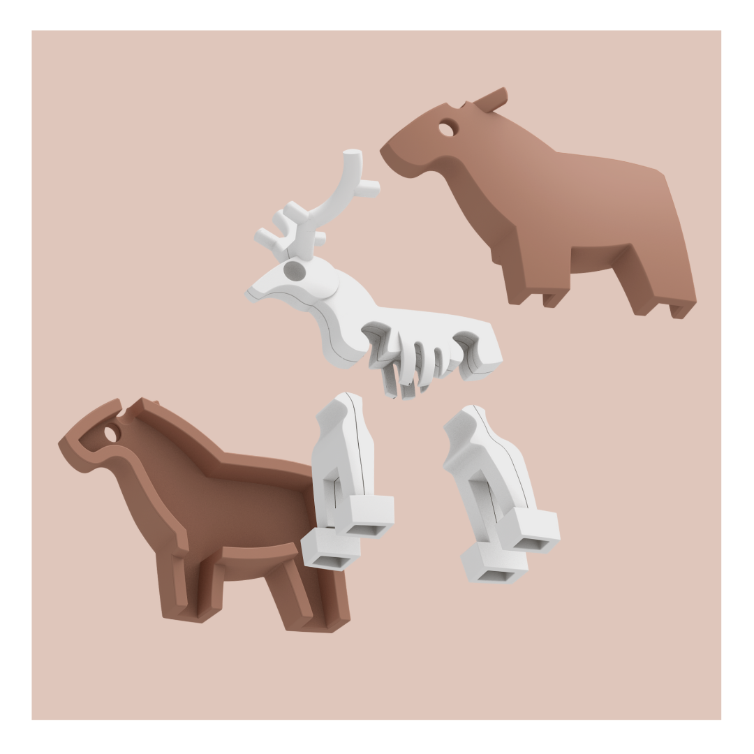 HalfToys Half Forest Reindeer 3D Magnetic Educational Puzzle Toy Diorama Set with Figure and Habitat
