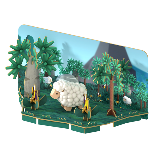 HalfToys Half Forest Sheep 3D Magnetic Educational Puzzle Toy Diorama Set with Figure and Habitat