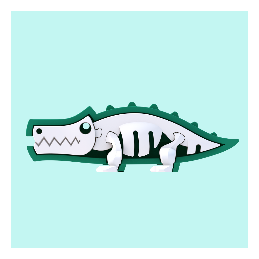 HalfToys Half Safari Crocodile 3D Magnetic Educational Puzzle Toy Diorama Set with Figure and Habitat