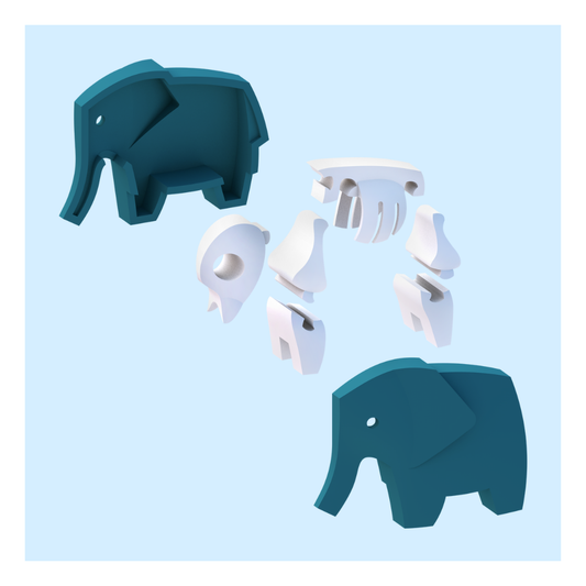 HalfToys Half Safari Elephant 3D Magnetic Educational Puzzle Toy Diorama Set with Figure and Habitat