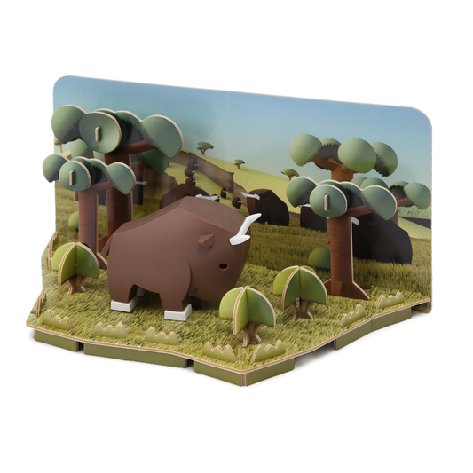 HalfToys Half Safari Gnu 3D Magnetic Educational Puzzle Toy Diorama Set with Figure and Habitat